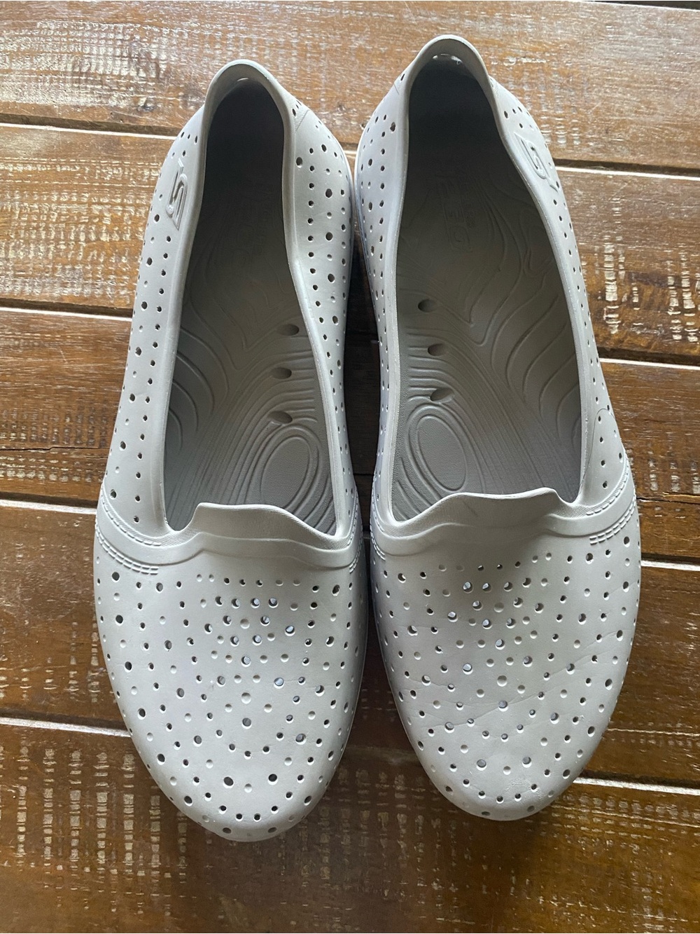 Skechers Men's Perforated Slip-On Loafers in Light Gray